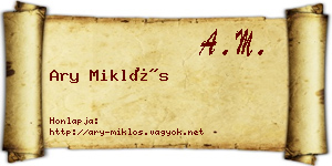 Ary Miklós névjegykártya